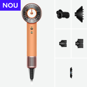 dyson supersonic nural apricot cu sigla de nou