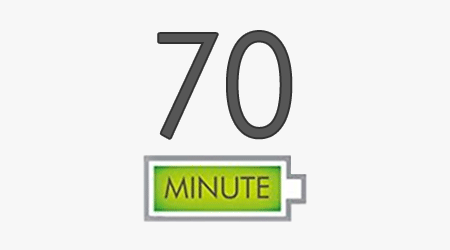 Până la 70 de minute de funcționare