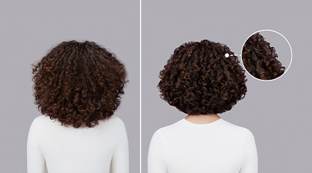 Păr foarte creț, după coafare