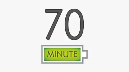 Până la 70 de minute de funcționare
